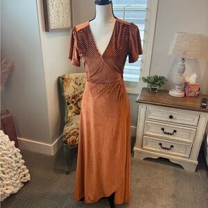 Women’s Baltic Born Luxe Velvet Pleated Wrap Dress – Size Small